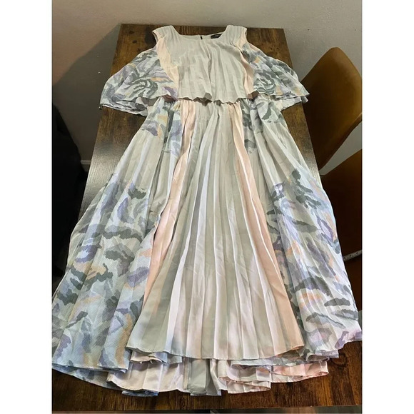 Bcogmaxazria Jaelyn Print Blocked Pleated Dress Size M - Picture 10 of 15